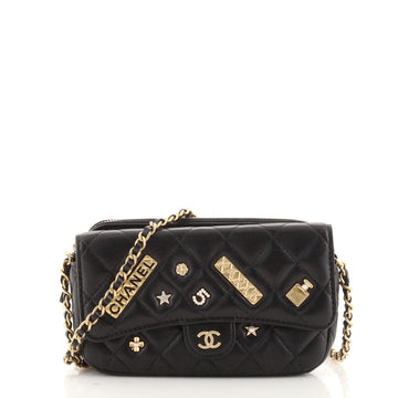 Chanel Lucky Charms Classic Flap Phone Holder with Chain Quilted Lambskin