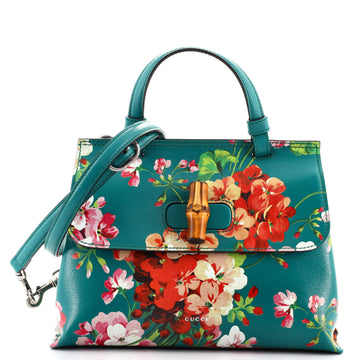 Gucci Bamboo Daily Top Handle Bag Blooms Print Leather Small