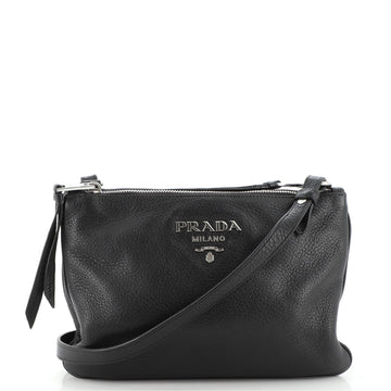 Prada Double Zip Crossbody Bag Vitello Daino Small
