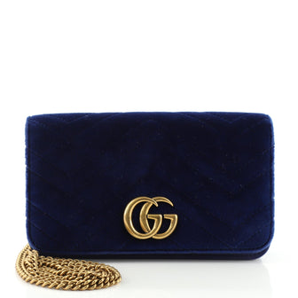 Gucci GG Marmont Chain Flap Bag Matelasse Velvet Mini