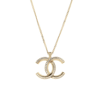 Chanel Multi-Logo Engraved CC Pendant Necklace Metal with Crystals