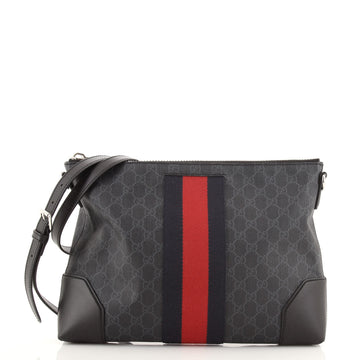 Gucci Web Zip Flat Messenger GG Coated Canvas Medium