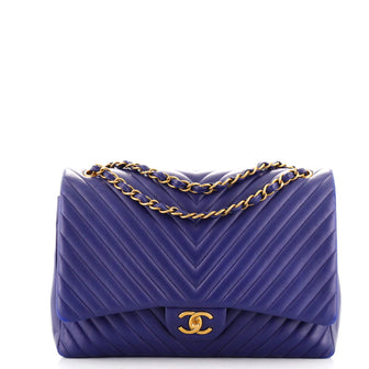 Chanel Classic Double Flap Bag Chevron Lambskin Maxi