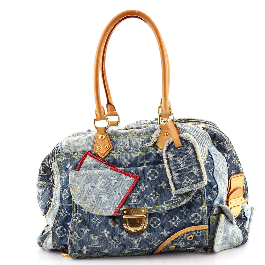 Louis Vuitton Patchwork Bowly Handbag Denim Blue 1378523