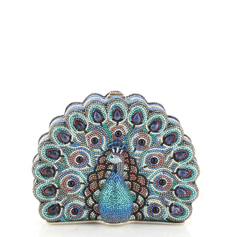 Judith Leiber Peacock Minaudiere Crystal