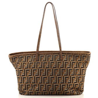 Fendi Roll Tote Metallic Zucca Canvas Large