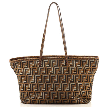 Fendi Roll Tote Metallic Zucca Canvas Large