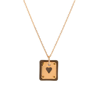Hermes As de Coeur Pendant Necklace Metal and Leather Small