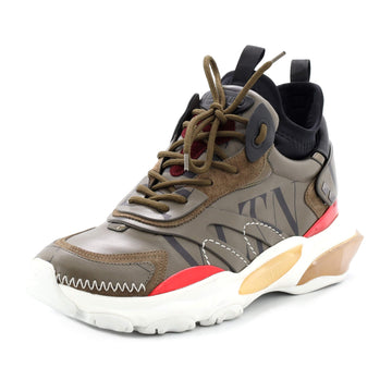 Valentino Women's Feather Bounce Sneakers Printed Mesh and Leather