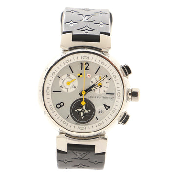 Louis Vuitton Tambour Lovely Cup Chronograph Quartz Watch Stainless Steel and Rubber with Mother of Pearl 34
