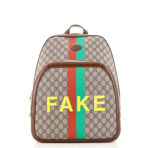 Gucci Fake/Not Backpack Printed GG Coated Canvas Medium Brown 13788254