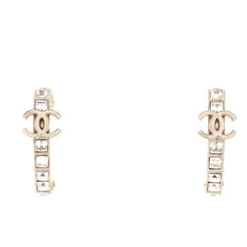 Chanel CC Hoop Earrings Metal with Crystals