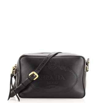 Prada Logo Camera Bag Embossed Leather Small