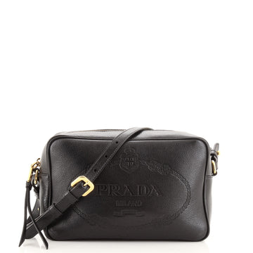 Prada Logo Camera Bag Embossed Leather Small