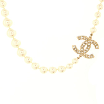 Chanel CC 100th Anniversary Short Necklace Metal with Faux Pearls and Crystals
