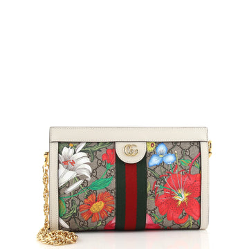 Gucci Ophidia Chain Shoulder Bag Flora GG Coated Canvas Small