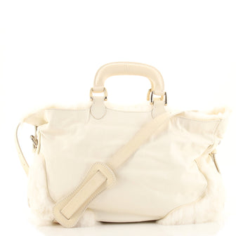 Fendi Vintage Convertible Satchel Leather and Fur Large