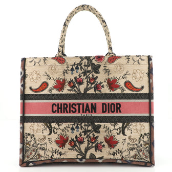 Christian Dior Book Tote Embroidered Canvas