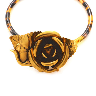 Prada Flower Choker Necklace Metal with Tortoise Acetate