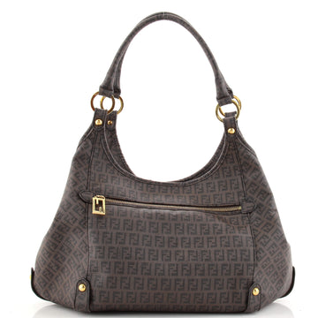 Fendi Vintage Front Zip Hobo Zucchino Coated Canvas Medium