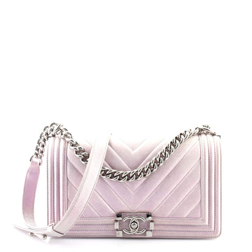 Chanel Boy Flap Bag Iridescent Chevron Lambskin Old Medium