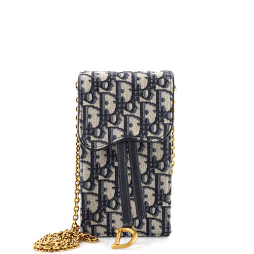 Christian Dior Vertical Saddle Chain Pouch Oblique Canvas