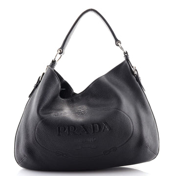 Prada Embossed Logo Shoulder Bag Vitello Daino Large