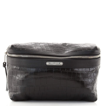 Saint Laurent City Belt Bag Crocodile Embossed Leather