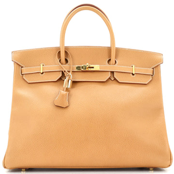 Hermes Birkin Handbag Brown Ardennes with Gold Hardware 40
