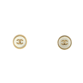 Chanel CC Button Stud Earrings Metal