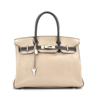 Hermes Birkin Handbag Bicolor Chevre Mysore with Brushed Palladium Hardware 30