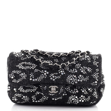 Chanel CC Flap Bag Strass Embellished Wool Large