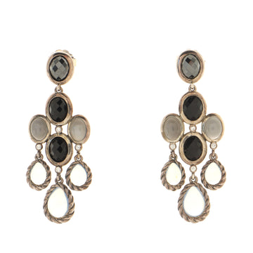 David Yurman Chatelaine Chandelier Earrings Sterling Silver with Onyx, Hematine, Moonstone, Quartz and Diamonds