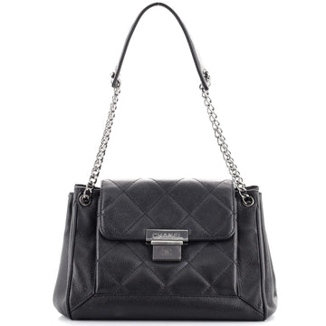 Chanel Accordion Push Lock Flap Bag Quilted Caviar Small