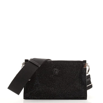 Versace Medusa Palazzo Convertible Wristlet Pouch Crystal Embellished Leather