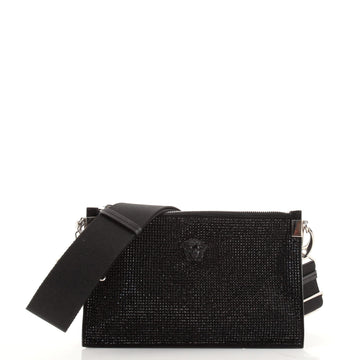 Versace Medusa Palazzo Convertible Wristlet Pouch Crystal Embellished Leather