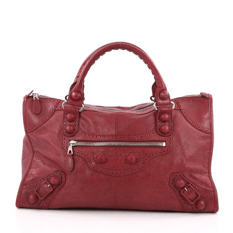 Balenciaga Work Covered Giant Brogues Handbag Leather Red