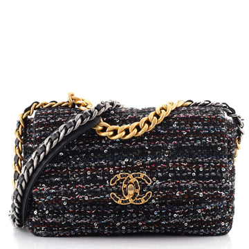 Chanel 19 Flap Bag Quilted Tweed and Sequins Medium