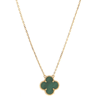 Van Cleef & Arpels Vintage Alhambra Pendant Necklace 18K Yellow Gold and Malachite