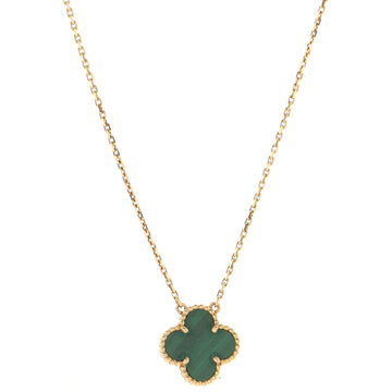 Van Cleef & Arpels Vintage Alhambra Pendant Necklace 18K Yellow Gold and Malachite
