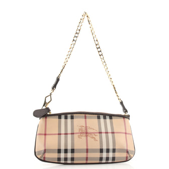 Burberry Clara Chain Pochette Haymarket Coated Canvas