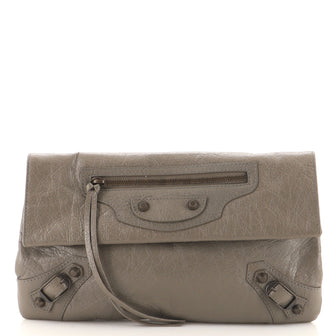 Balenciaga Classic Studs Envelope Clutch Leather