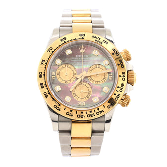 Oyster Perpetual Cosmograph Daytona Automatic Watch Stainless Steel and Yellow Gold with Mother of Pearl and Diamond Markers 40