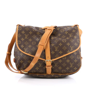 Louis Vuitton Saumur Handbag Monogram Canvas 35 Brown