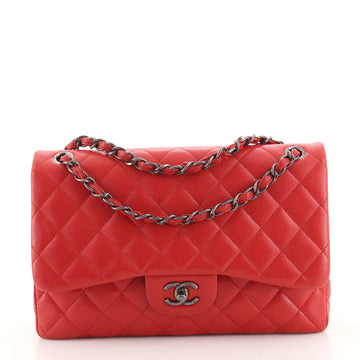 Chanel Classic Double Flap Bag Quilted Caviar Jumbo