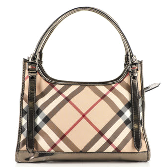 Burberry Ashmore Tote Nova Check Canvas and Patent Large