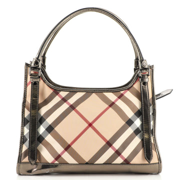Burberry Ashmore Tote Nova Check Canvas and Patent Large