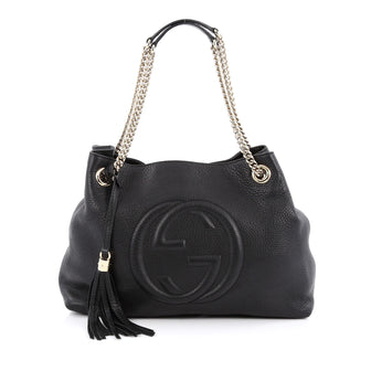 Gucci Soho Shoulder Bag Chain Strap Leather Medium Black