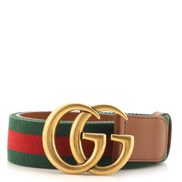 Gucci GG Marmont Web Belt Canvas and Leather Wide