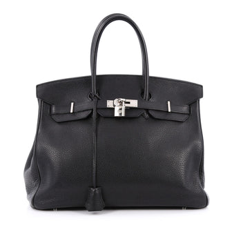 Hermes Birkin Handbag Black Togo with Palladium Hardware 35 Black